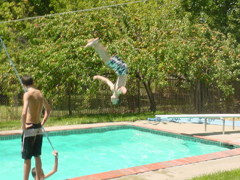 Michael Haslam caught upside down